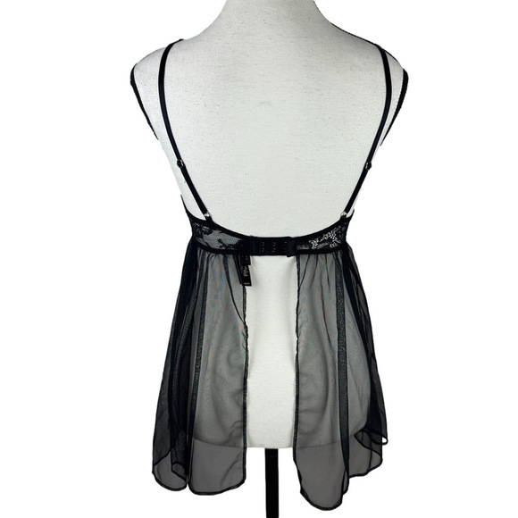 Victoria's Secret Black 34B Romantic Nightie Sheer Chemise Babydoll Lingerie - Picture 5 of 11